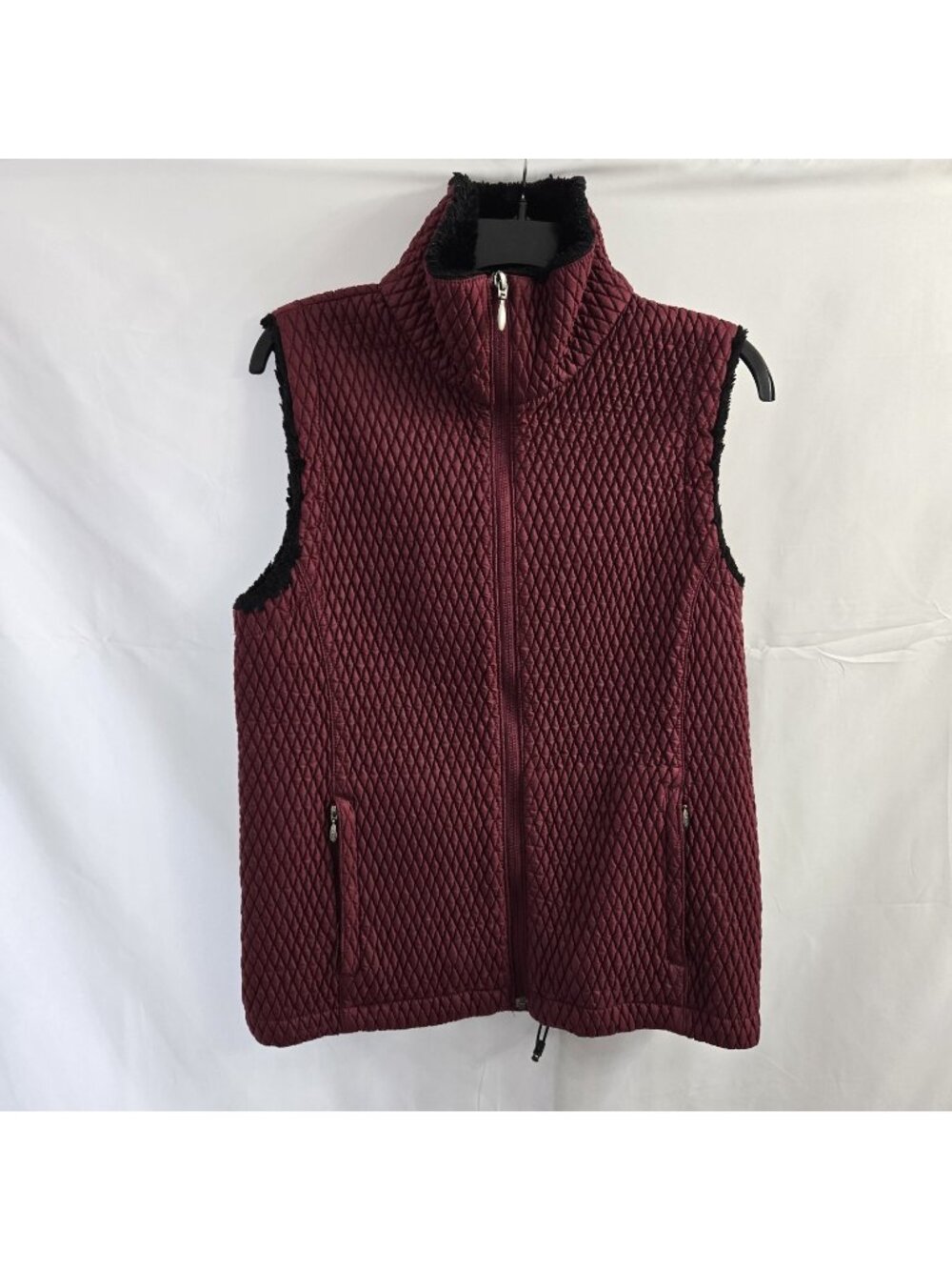 Columbia Women's Burgundy & Black Fleece-Lined Vest Textured Size Large
